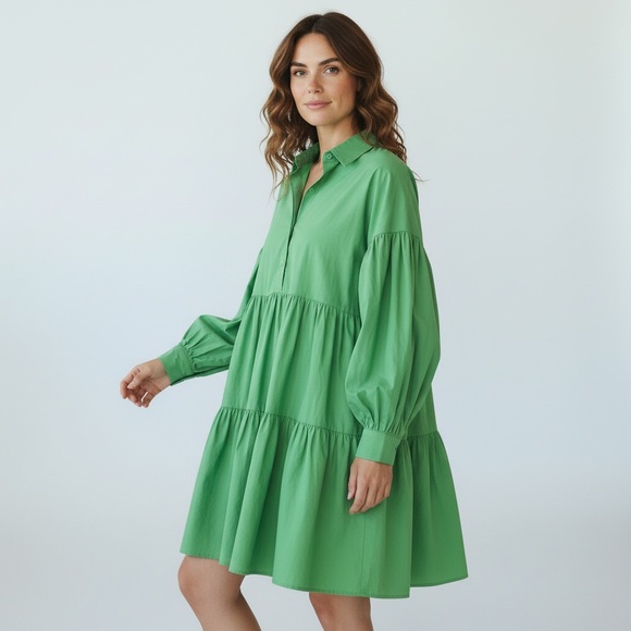 OAK + FORT Dresses & Skirts - Oak + Fort pistachio Green Tiered mini Dress, Size Small, NWOTS